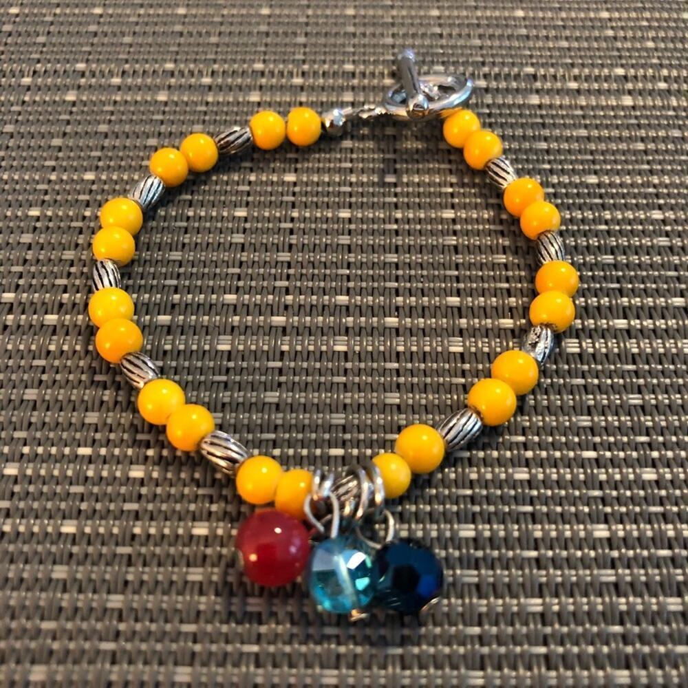 GIRLS: Yellow Multi-Colored Dangly Charm Bracelet